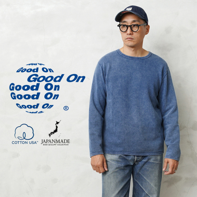 ★カートで割引対象品★【即日出荷対応】Good On グッドオン GOBW-2104IC L/S クルーネック スウェットシャツ ICE BLUE 日本製【Sx】【T】