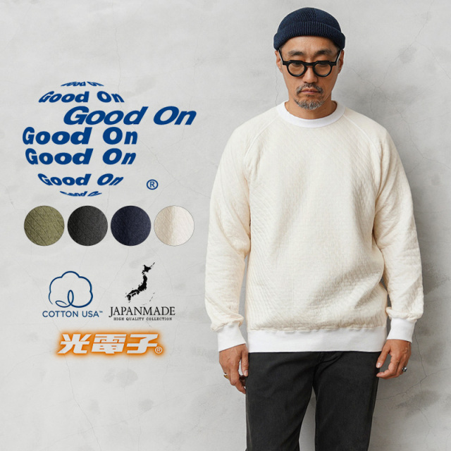 Good On グッドオン GOBW-2402 L/S 光電子 キルト ラグラン クルーシャツ 日本製【Sx】【T】