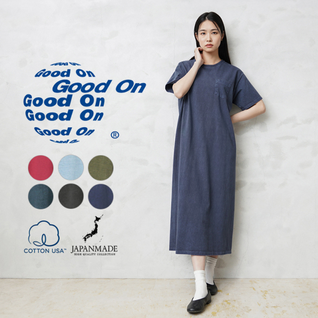 ★カートで割引対象品★【即日出荷対応】Good On グッドオン GOOP-1903 S/S ポケットマキシワンピース レディース 日本製【Sx】【T】