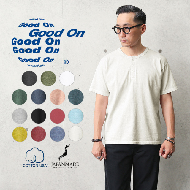 ★カートで割引対象品★【即日出荷対応】Good On グッドオン GOST-1102 S/S ヘンリーネックTシャツ 5.5oz 日本製【T】【Sx】