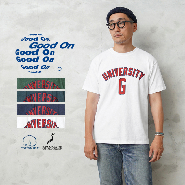 ☆大幅割引中☆【即日出荷対応】Good On グッドオン OLSS-1246 S/S ”G UNIVERSITY” クルーネックTシャツ 日本製【キャンペーン対象外】【T】