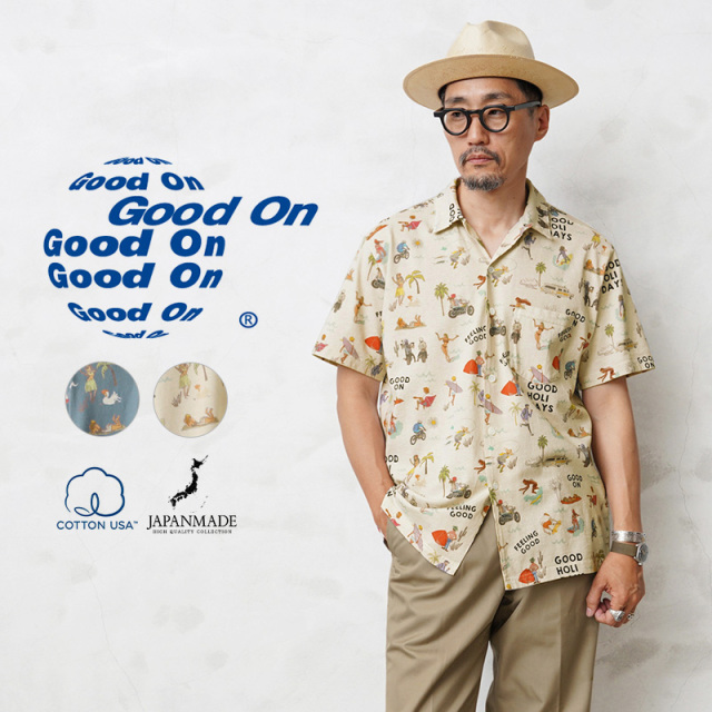 ★カートで割引対象品★【即日出荷対応】【ネコポス便対応】Good On グッドオン GOST-2208 S/S HOLIDAY オープンシャツ 日本製【Sx】【T】