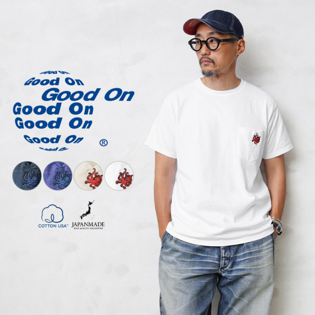 ★カートで割引対象品★【即日出荷対応】【ネコポス便対応】Good On グッドオン GOST-2212 S/S Octopus ぶら下がり ポケットTシャツ 日本製【キャンペーン対象外】【T】
