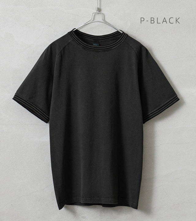 Good On グッドオン GOST-2404 S/S ストライプリブ Tシャツ 日本製
