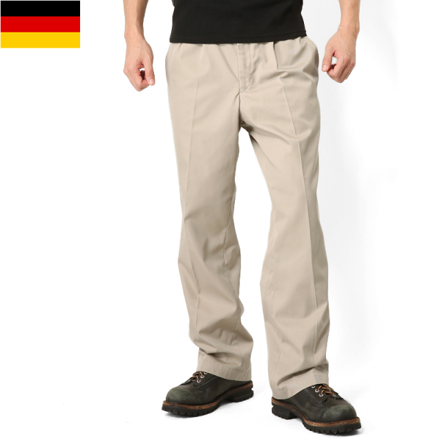 実物 新品 ドイツ軍チノパンツ KHAKIミリタリーファッション 軍パン 軍服【キャンペーン対象外】【T】