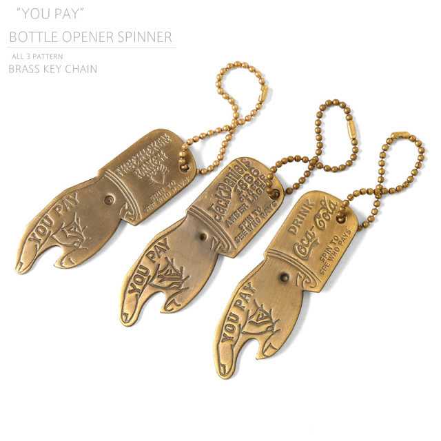 ★カートで割引対象品★【ネコポス便対応】GWT001 “YOU PAY”BOTTLE OPENER SPINNER キーホルダー【T】