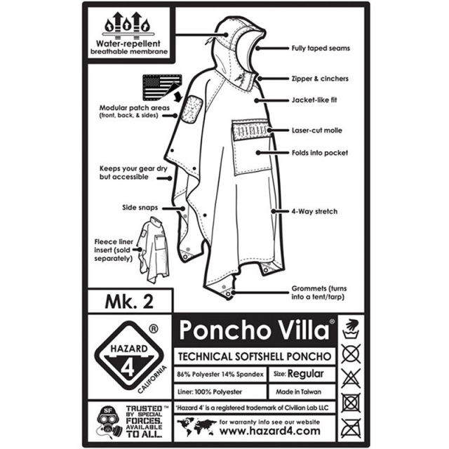 HAZARD4 ハザード4 Poncho Villa 2020 テクニカル ソフトシェル ポンチョ