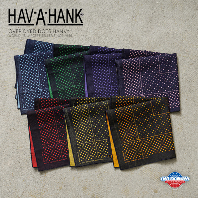 ★カートで割引対象品★【即日出荷対応】【ネコポス便対応】HAV-A-HANK ハバハンク 15711000 MADE IN U.S.A. OVER DYED DOTS HANKY クラシック ハンカチーフ【T】