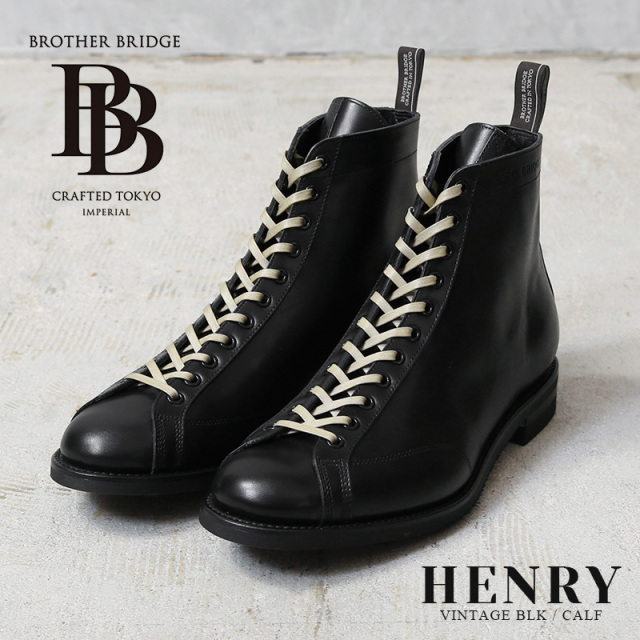 【即日出荷対応】BROTHER BRIDGE ブラザーブリッジ HENRY VINTAGE BLK / CALF ヘンリー レースアップ レザーブーツ【キャンペーン対象外】【T】