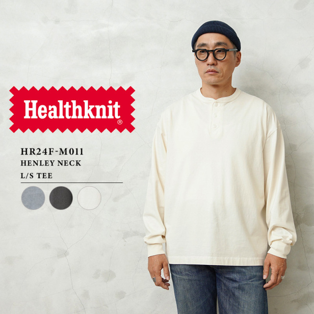★カートで割引対象品★【即日出荷対応】Healthknit ヘルスニット HR24F-M011 ヘンリーネック ガーメントダイ ロングスリーブ Tシャツ【T】