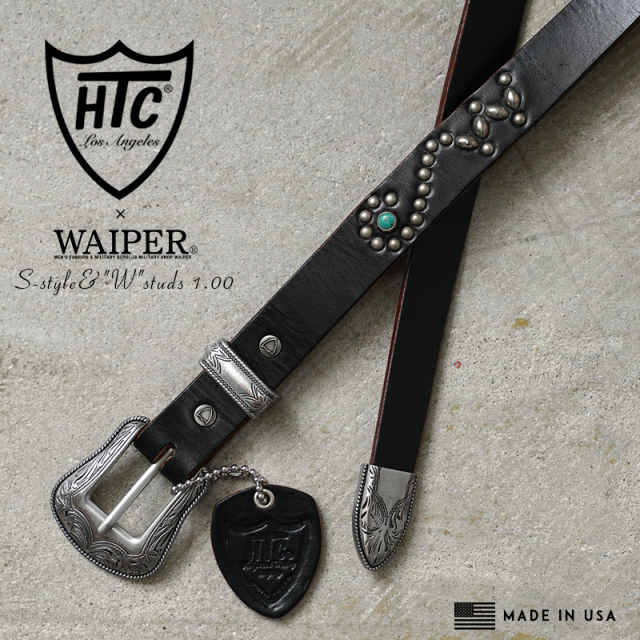 【即日出荷対応】HTC エイチティーシー WAIPER別注 S-STYLE &“W”STUDS 1.00”カウレザーベルト MADE IN USA【キャンペーン対象外】【T】【B】