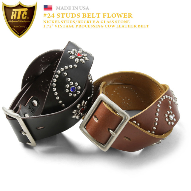 【即日出荷対応】HTC エイチティーシー #24 FLOWER 1.75”カウレザー スタッズベルト MADE IN USA【キャンペーン対象外】【T】