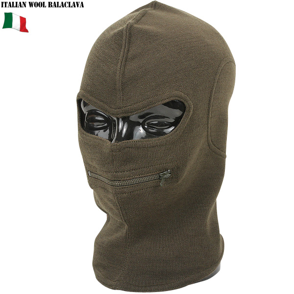 実物 新品 イタリア軍ジッパー付 ウールバラクラバ【キャンペーン対象外】【T】ミリタリー