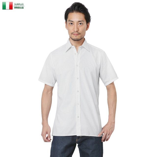 実物 新品 イタリア軍 半袖 MARINE カッターシャツ ホワイト ミリタリーファッション 軍服【キャンペーン対象外】【T】