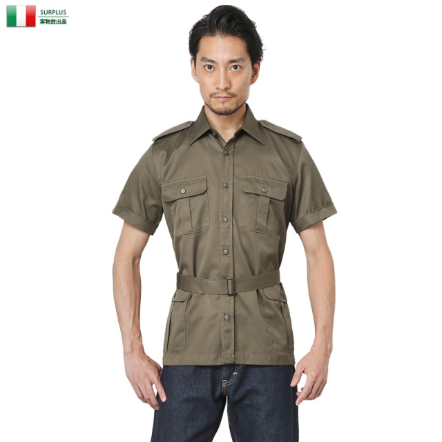実物 新品 イタリア軍 サファリシャツ ミリタリーファッション 軍服【キャンペーン対象外】【I】
