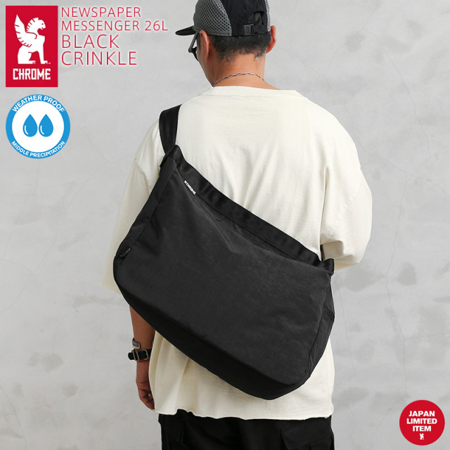 【即日出荷対応】CHROME クローム JP-197 NEWSPAPER MESSENGER 26L ニュースペーパー メッセンジャーバッグ BLACK CRINKLE【T】【キャンペーン対象外】