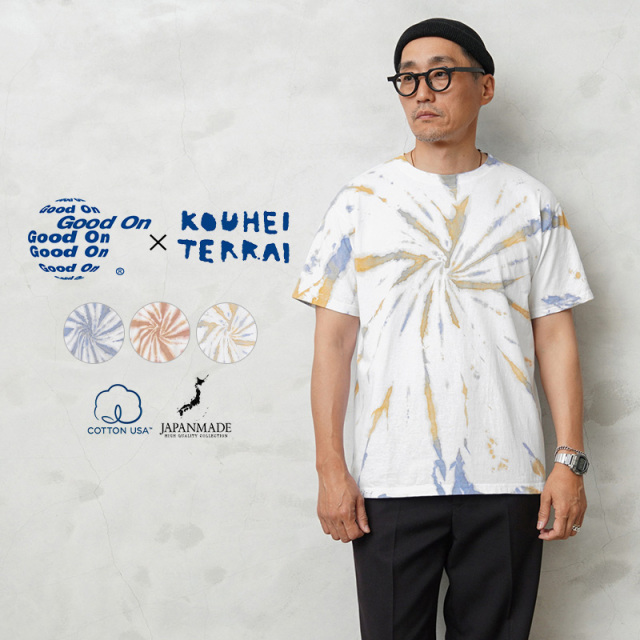【即日出荷対応】Good On×KOUHEI TERRAI KTER-2304 柿渋弁柄染め”渦” S/S クルーネックTシャツ 日本製【キャンペーン対象外】【T】