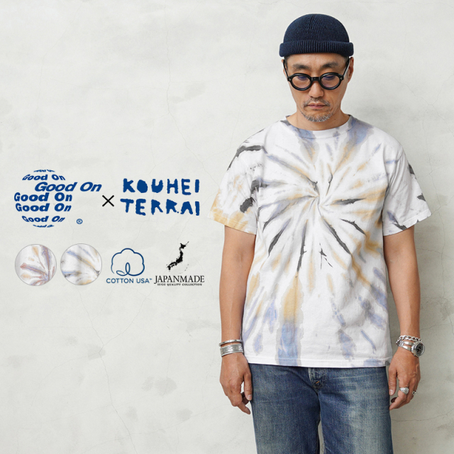 ★カートで割引対象品★【即日出荷対応】Good On×KOUHEI TERRAI KTER-2404 柿渋弁柄染め / 群青染め ”渦” S/S クルーネックTシャツ 日本製【Sx】【T】