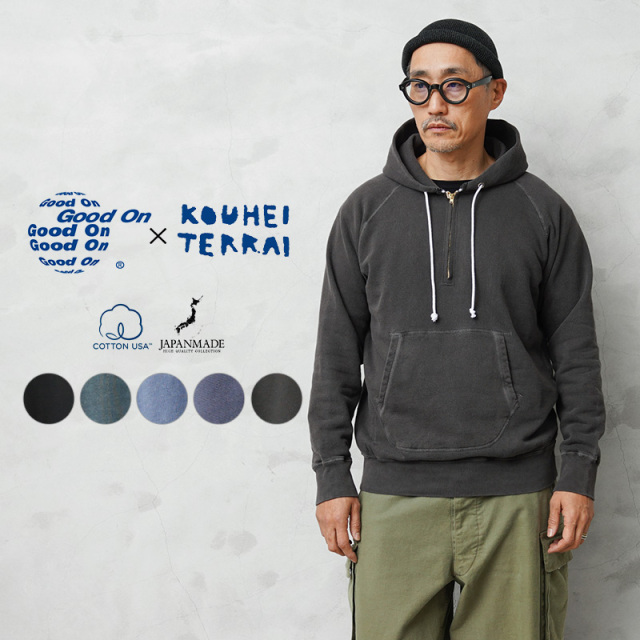 【即日出荷対応】Good On×KOUHEI TERRAI KTER2605 タロンジップ リメイク ハーフジップ プルオーバー フード スウェット 日本製【Sx】【T】