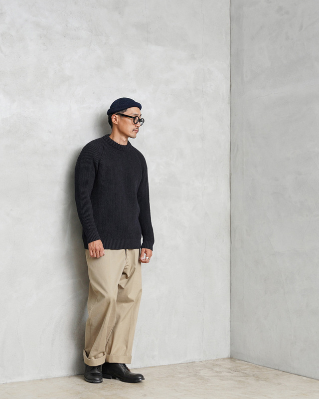 KERRY WOOLLEN MILLS（ケリーウーレンミルズ） カラー別注 7ゲージ 1プライ フィッシャーマン リブ クルーネック ニット メンズ KERRY WOOLLEN MILLS（ケリーウーレンミルズ） カラー別注 7