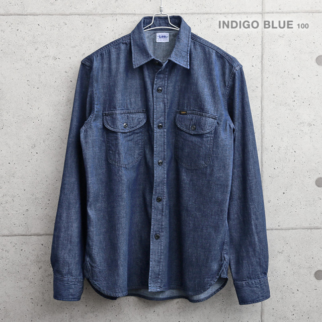 フェローズ Stormy Blue リネン デニム ワークシャツ Lサイズ Lee（リー）WORK SHIRTS DENIM/ワークシャツデニム メンズ