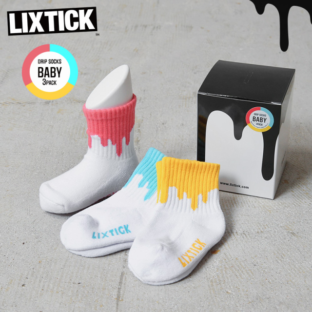 【即日出荷対応】LIXTICK リックスティック DRIP SOCKS 3PACK REVERSE ドリップ ソックス BABY（子供用）【キャンペーン対象外】【T】