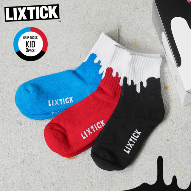 【即日出荷対応】LIXTICK リックスティック DRIP SOCKS 3PACK REVERSE ドリップ ソックス リバース KIDS（子供用）【キャンペーン対象外】【T】