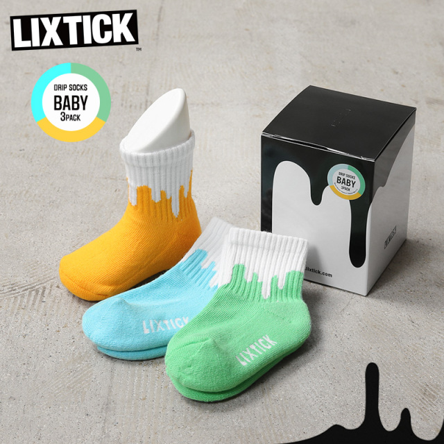 【即日出荷対応】LIXTICK リックスティック DRIP SOCKS 3PACK REVERSE ドリップ ソックス リバース BABY（子供用）【キャンペーン対象外】【T】