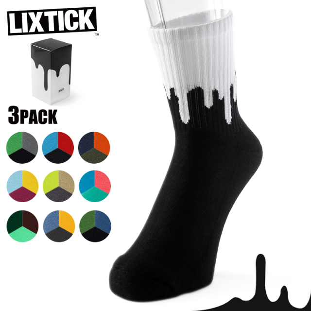 【即日出荷対応】LIXTICK リックスティック DRIP SOCKS 3PACK REVERSE ドリップ ソックス リバース【キャンペーン対象外】【T】