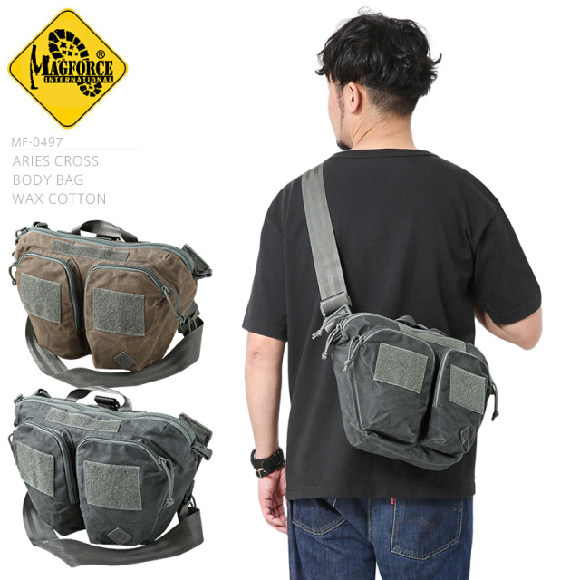★カートで割引対象品★MAGFORCE マグフォース MF-0497 ARIES CROSS BODY BAG ボディバッグ WAX COTTON【T】