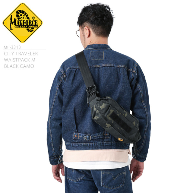 ★カートで割引対象品★MAGFORCE マグフォース MF-3313 CITY TRAVEL WAISTPACK MEDIUM ウエストバッグ BLACK CAMO【T】