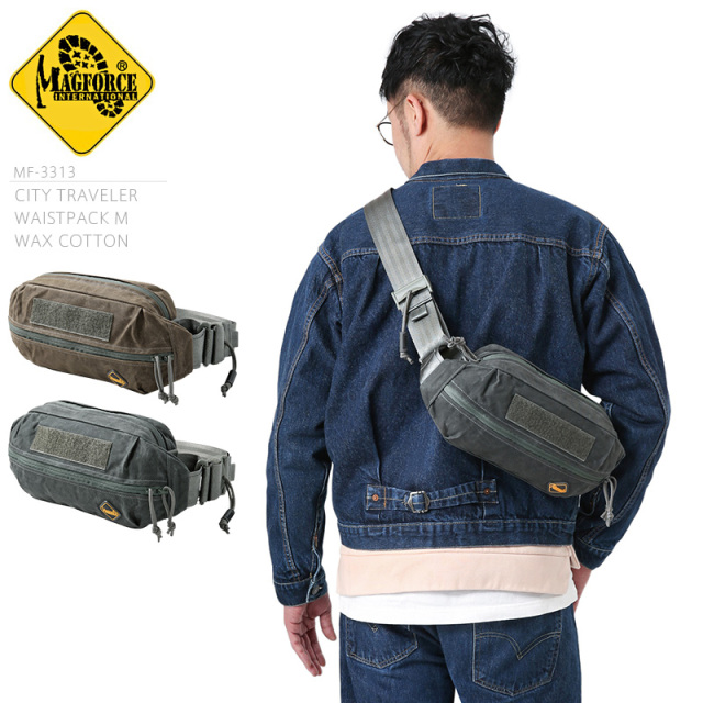 ★カートで割引対象品★MAGFORCE マグフォース MF-3313 CITY TRAVEL WAISTPACK MEDIUM ウエストバッグ WAX COTTON【T】