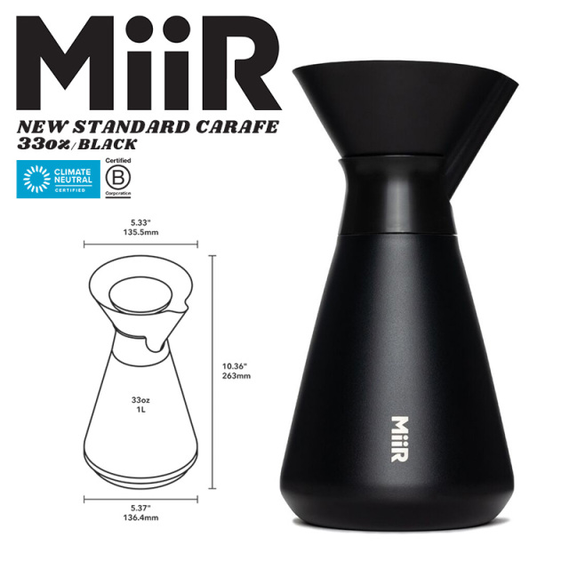 【8月25日前後で発送予定】MiiR ミアー New Standard Carafe Black スタンダード カラフェ ブラック 33oz（1L）【キャンペーン対象外】【R】