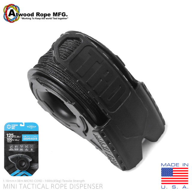 ★カートで割引対象品★【即日出荷対応】ATWOOD ROPE MFG. アトウッド・ロープ MINI TRD（タクティカル・ロープ・ディスペンサー）125フィート MADE IN USA ロープ パラコード パラシュートコード【T】
