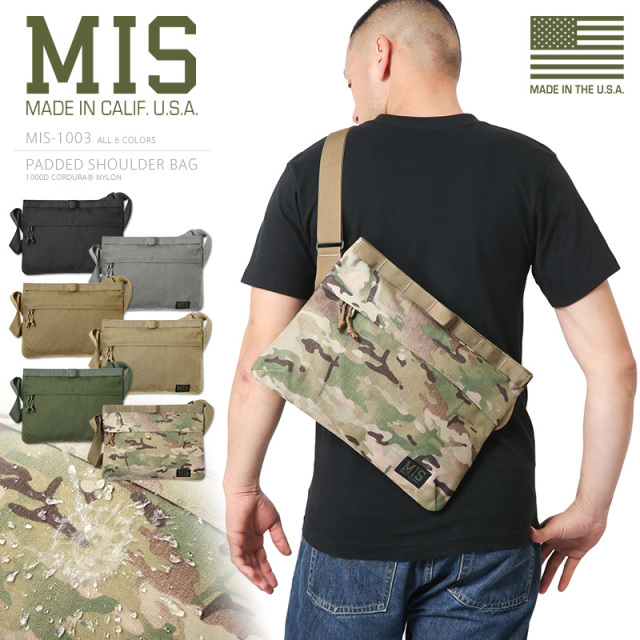 ★カートで割引対象品★MIS エムアイエス MIS-1003 CORDURA NYLON パデッドショルダーバッグ / ボディーバッグ MADE IN USA【Sx】【T】
