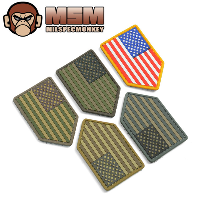 ★カートで割引対象品★【ネコポス便対応】MIL-SPEC MONKEY ミルスペックモンキー パッチ(ワッペン）US Flag Vertical Shield PVC【T】