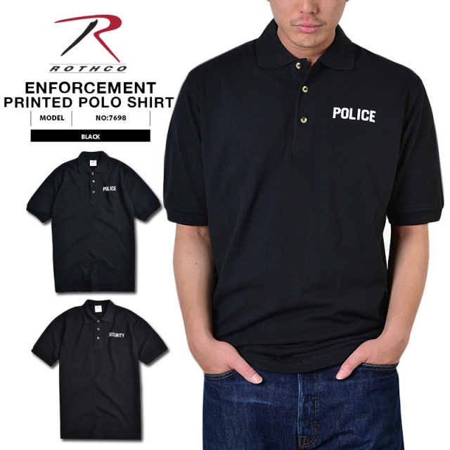 ★カートで割引対象品★ROTHCO ロスコ 7698 BLACK LAW ENFORCEMENT プリントポロシャツ2タイプ【T】