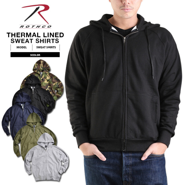 ★カートで割引対象品★ROTHCO ロスコ サーマルライナー ZIP UP スウェットパーカー5色【T】