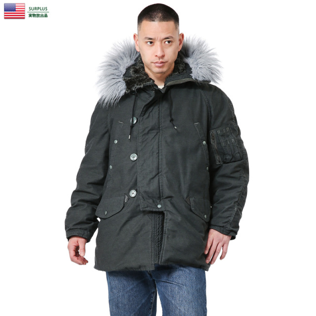 実物 新品 米軍 N-3Bフライトジャケット BLACK染め【キャンペーン対象外】 米軍放出品 ミリタリージャケット ミリタリーファッション 軍服【T】