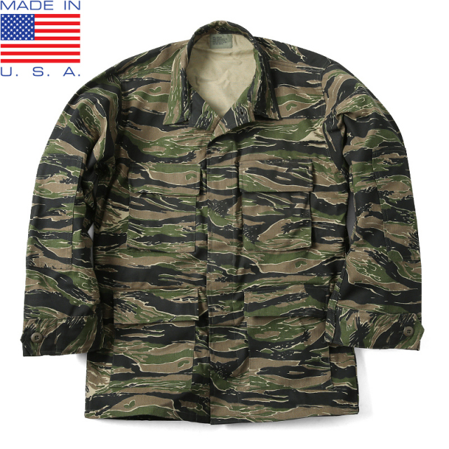 新品 MADE IN USA タイガーストライプ BDU ジャケット 表記S-Rミリタリーファッション 迷彩服【キャンペーン対象外】【T】