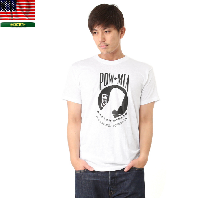 実物 新品 米軍 POW MIA プリントTシャツ 表記MEDIUM 米軍放出品ミリタリーファッション 軍服【キャンペーン対象外】【T】