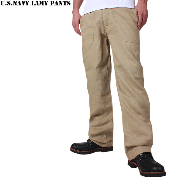 ★カートで割引対象品★新品 米軍 U.S.NAVY ラミーパンツ カーキ【T】