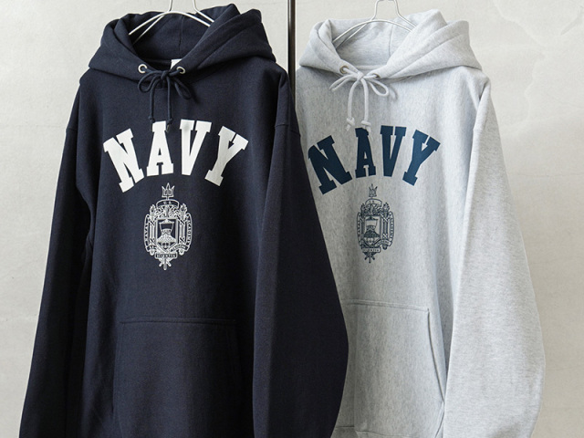 NAVYパーカー Mサイズ USNA 米軍 アッシュ ネイビー gildan USNA(アメリカ海軍兵学校)オフィシャルライセンス HEAVY