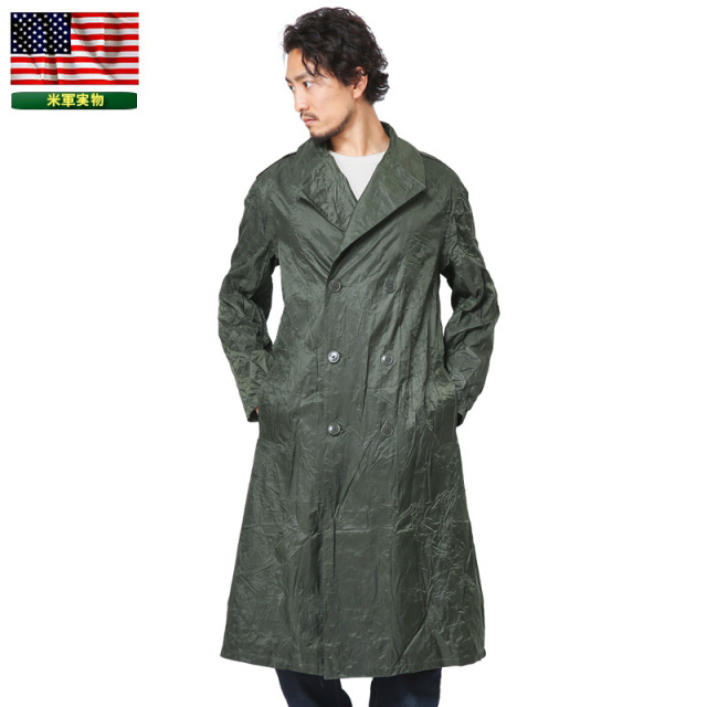 実物 米軍 GREEN SHADE M-2 ラバーコーティング ナイロン レインコート USED ミリタリーコート 米軍放出品 ミリタリーファッション 軍服【キャンペーン対象外】【I】
