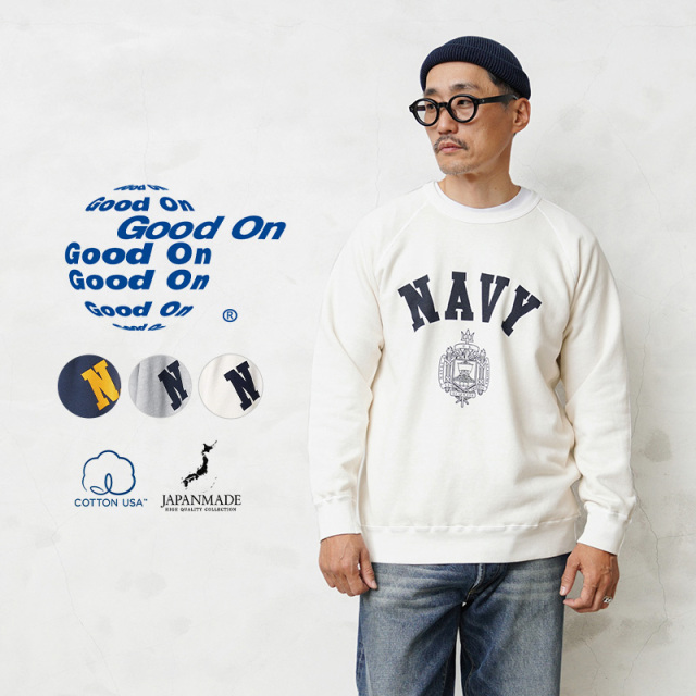 ★カートで割引対象品★【即日出荷対応】Good On グッドオン OLRG-1236P NAVY クルーネック ラグランスウェットシャツ 日本製【Sx】【T】
