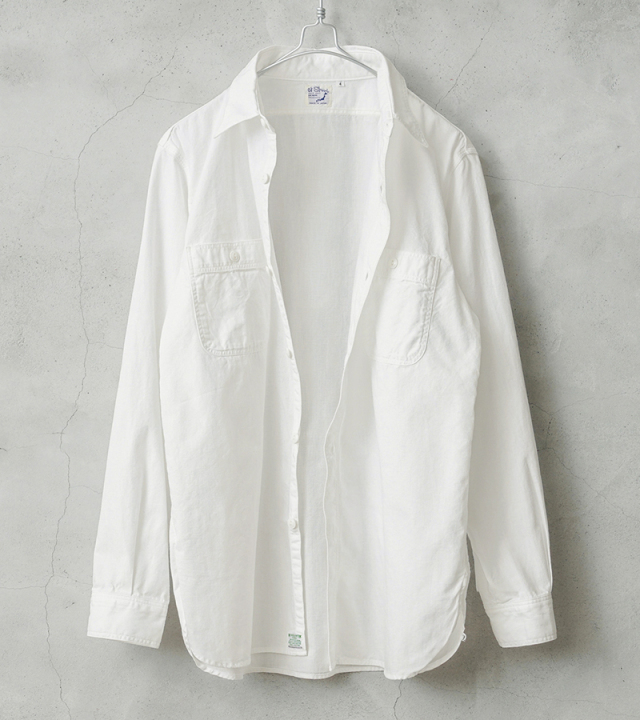 orSlow ホワイト ロングスリーブ シャンブレーシャツ マチ付き 日本製 3 orslow [オアスロウ] RELAX FIT WHITE CHAMBRAY WORK SHIRT [01