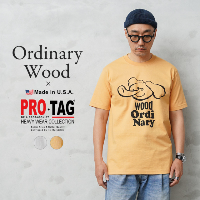 【即日出荷対応】Ordinary Wood オーディナリーウッド×PRO-TAG プロタグ 上鼻象 イラスト Tシャツ【キャンペーン対象外】【T】