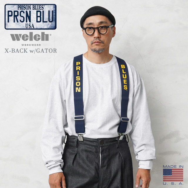 ★カートで割引対象品★PRISON BLUES プリズンブルース PRBS76041 プリントサスペンダー ガータークリップエンド MADE IN USA【T】