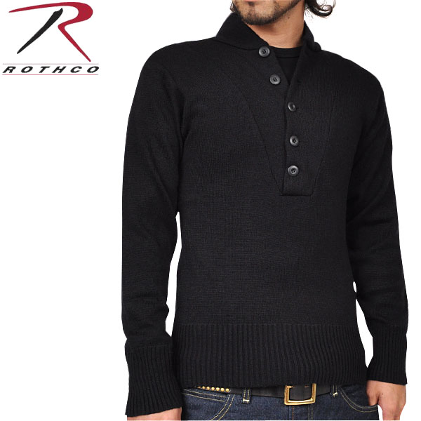 ★カートで割引対象品★ROTHCO ロスコ G.I. 5ボタンヘンリーネックセーターブラック【6368】【T】