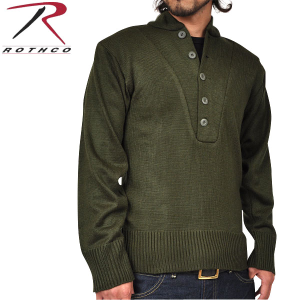 ★カートで割引対象品★ROTHCO ロスコ G.I. 5ボタンヘンリーネックセーターオリーブ【6368】【T】
